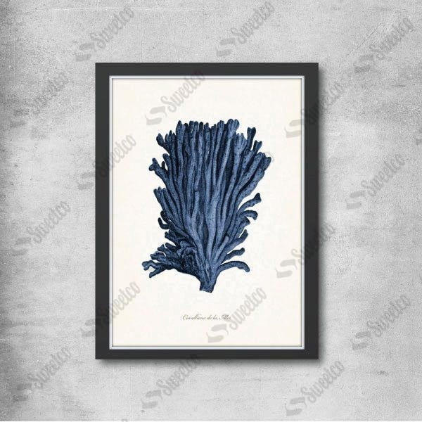 Blue Watercolor Seaweed No2