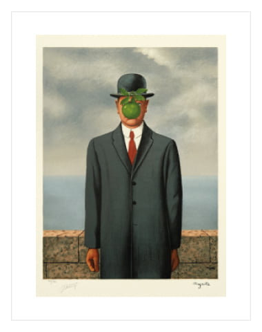 Man With An Apple Painting by Rene Magritte 