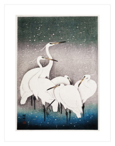 Group of Egrets by Ohara Koson 