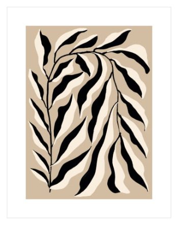 Black and Beige Abstract Leave No3