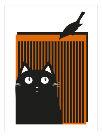 Black Cat and Bird