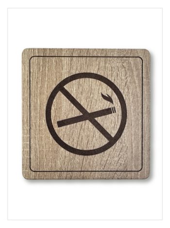 Ahşap Sigara İçilmez / No Smoking Tabelası Kendinden Yapışkanlı