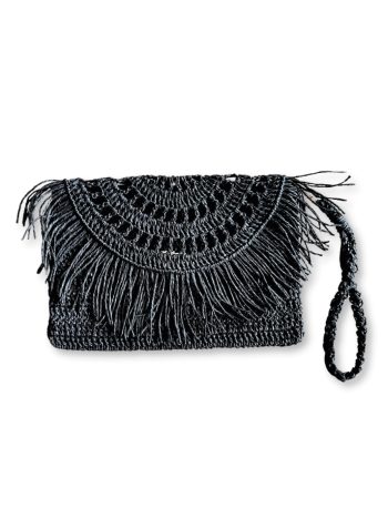 El Yapımı Örgü Rafya Portföy Clutch Çanta
