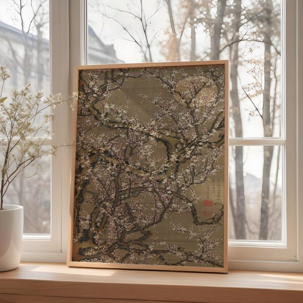 White Plum Blossoms and Moon by Ito Jakuchu - Görsel 3