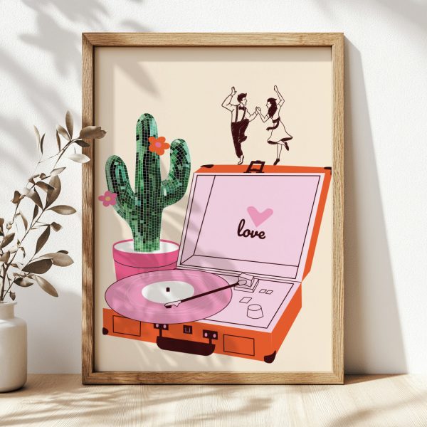 Record Player and Cactus - Görsel 3