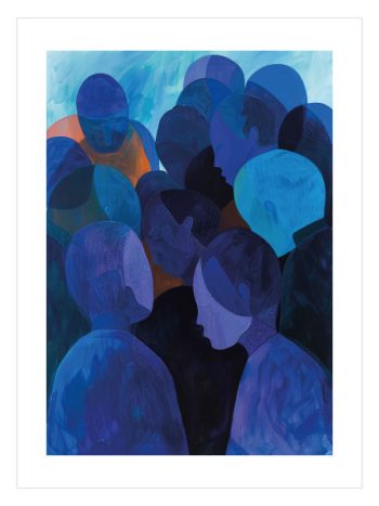 Blue Crowd Abstract Poster – Soyut Modern Sanat Tasarımı