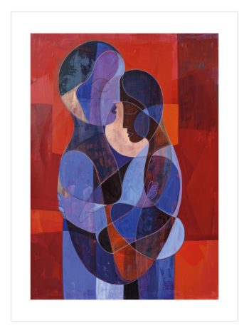 Embrace Abstract Poster – Soyut Sarılan Çift Sanat