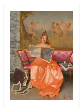 Reading an Art Journal Poster – Zarif Bir İç Mekan Okuma Sahnesi