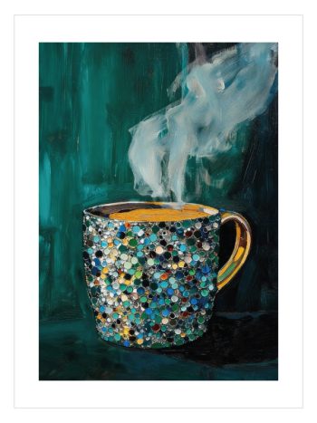 Steaming Mosaic Mug Poster – Mozaik Desenli Kahve Kupası