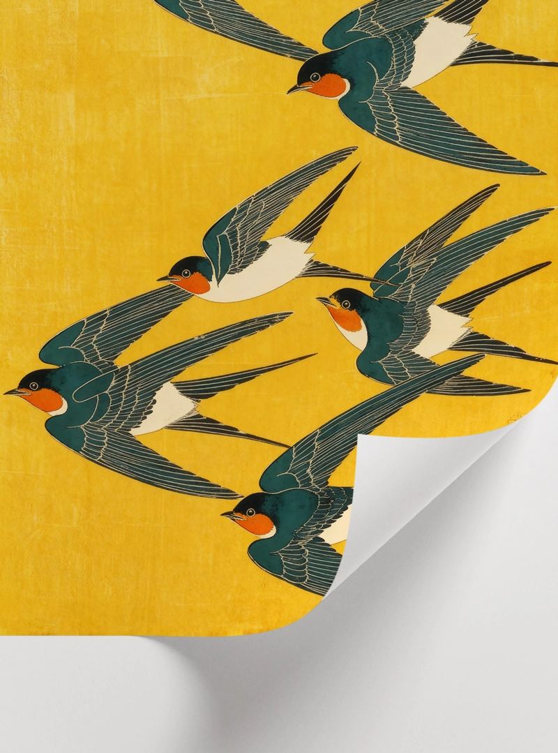 Golden Flight Poster – Altın Uçuş Japon Stil Duvar Dekoru - Görsel 2