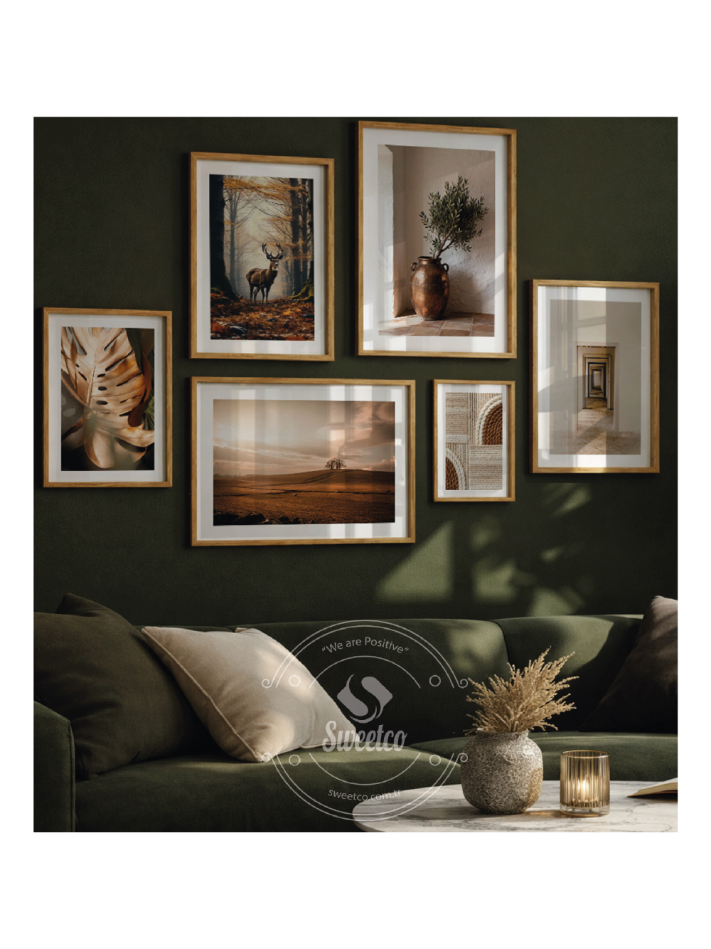 Salon için çerçeveli poster seti duvar dekorasyonu