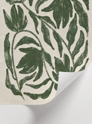 Tekstil dokulu zemin üzerinde bitkisel form illüstrasyonu