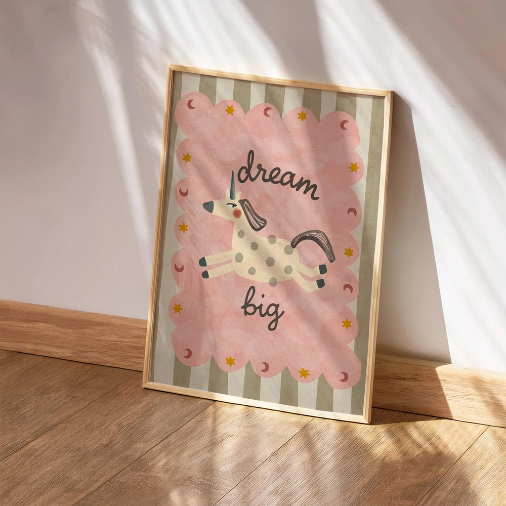 Masalsı unicorn figürlü çocuk odası dekoratif poster