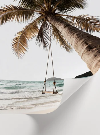 Sahil temalı minimal tropikal poster tasarımı