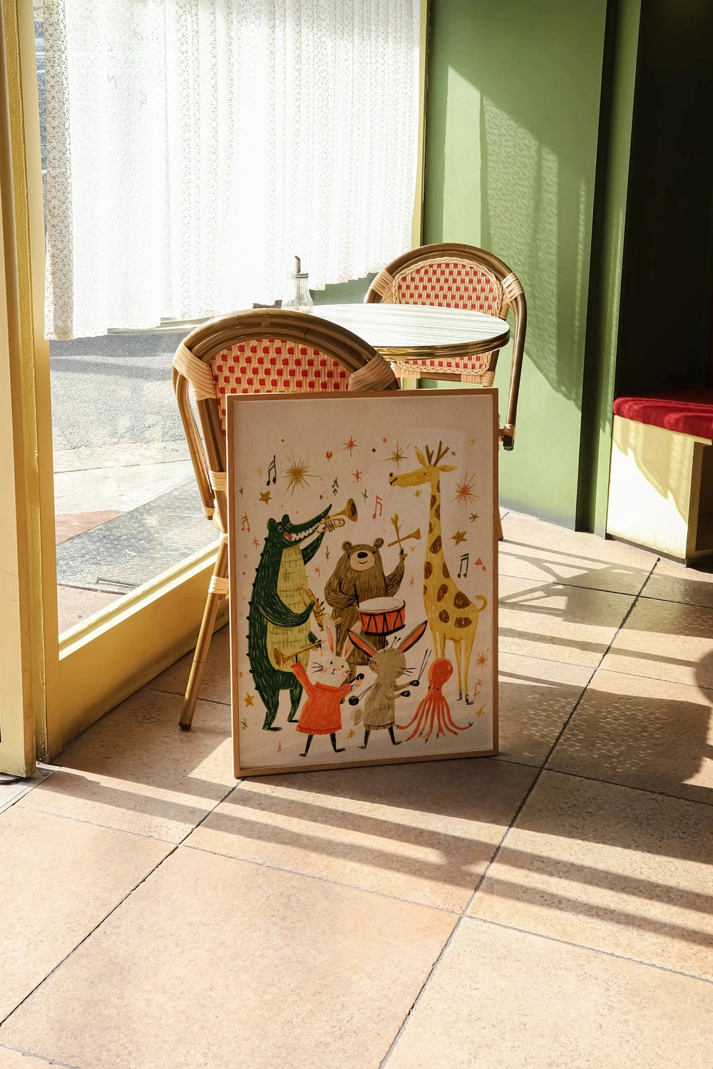 Bebek ve çocuk odaları için eğlenceli hayvan figürlü poster