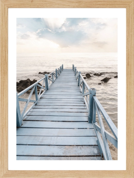 Gün batımında sahil iskelesi duvar dekoru