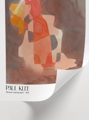 Paul Klee esintili soyut kompozisyon posterleri, sıcak toprak tonlarında modern sanat ikili duvar dekorasyonu