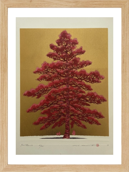 kırmızı çam ağacı japon stil poster