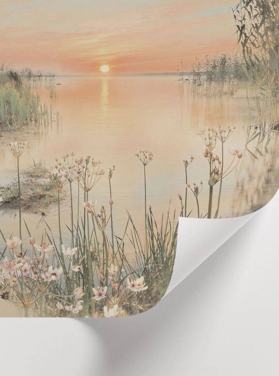 Bej duvar ve ahşap çerçeve ile uyumlu Soft Earth Poetry doğal üçlü tablo seti salon dekoru