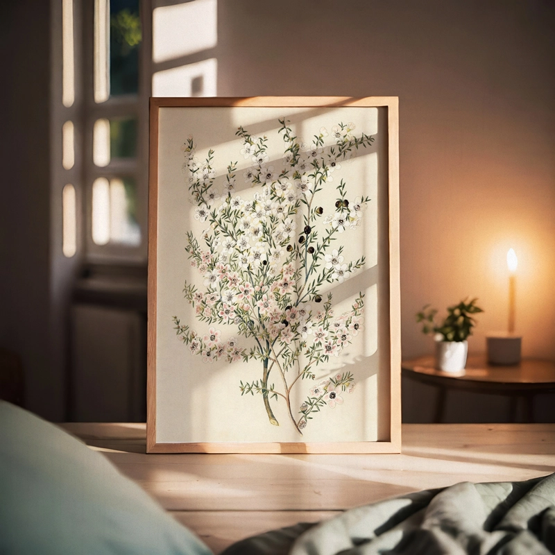 Bahar temalı klasik botanik duvar tablosu