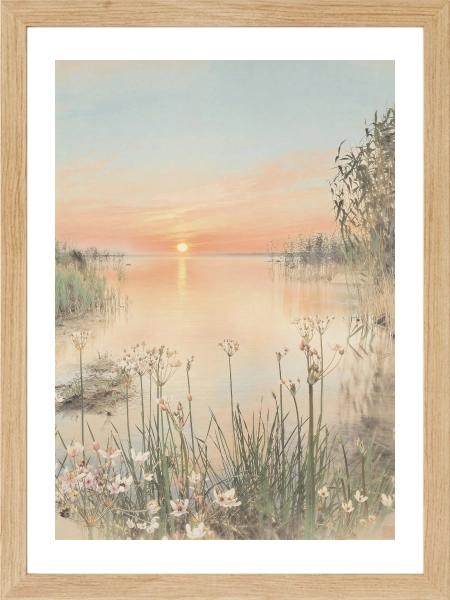 Salon için huzurlu gün batımı manzara tablosu