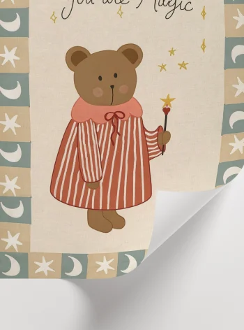 Bebek ve çocuk odaları için sevimli ayıcık illüstrasyonlu poster