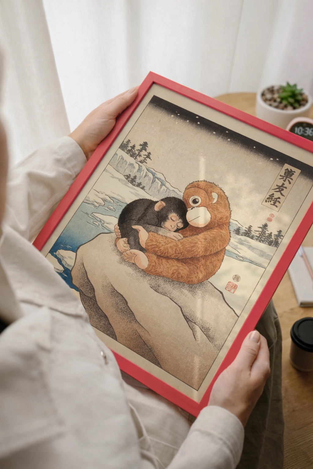 Geleneksel Japon illüstrasyon tarzında kış sahnesi Punch posteri