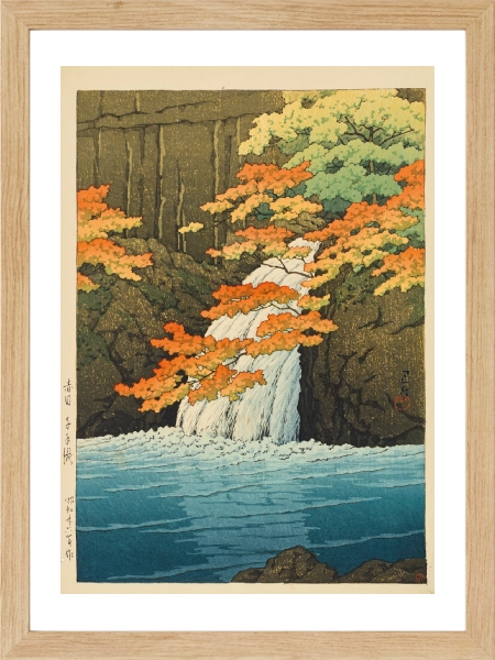 Japon doğa manzarası ve sonbahar ağaçları posteri