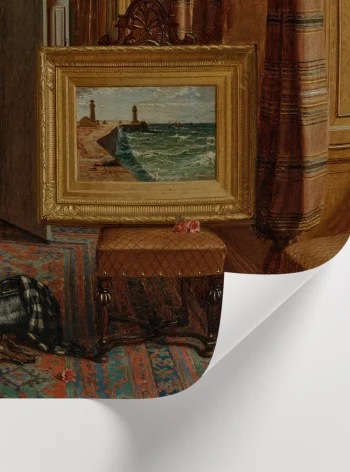 Müze kalitesinde baskıya sahip, çerçeveli veya çerçevesiz seçeneğiyle sunulan vintage iç mekan sanat posteri.