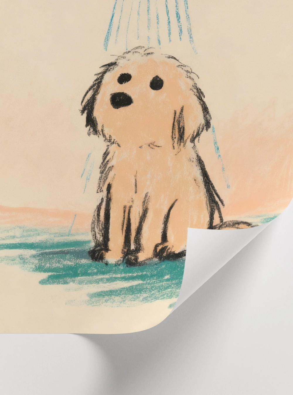 Çocuk odası için duş yapan köpek poster tasarımı