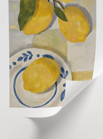 Modern illüstrasyonlu sarı duvar dekorasyon seti