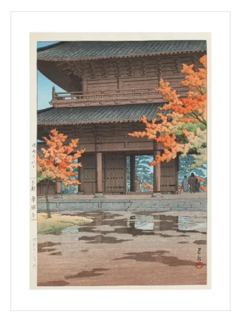 Kyoto Nanzen-ji Tapınağı ve sonbahar ağaçları Japon sanat posteri