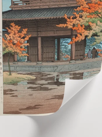 Kyoto Zen tapınağı ve Japon bahçesi manzara posteri