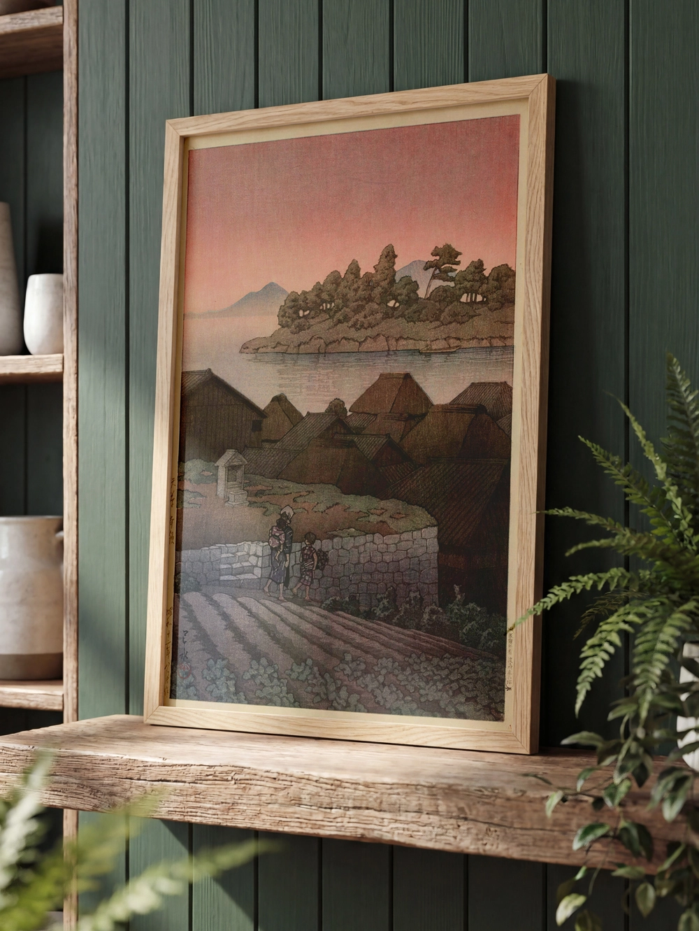 Kırsal Japon yaşamı ve köy evleri sanat posteri