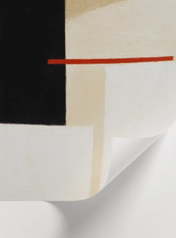 Bej ve lacivert tonlarında modern soyut geometrik poster, çerçeveli minimal duvar dekoru