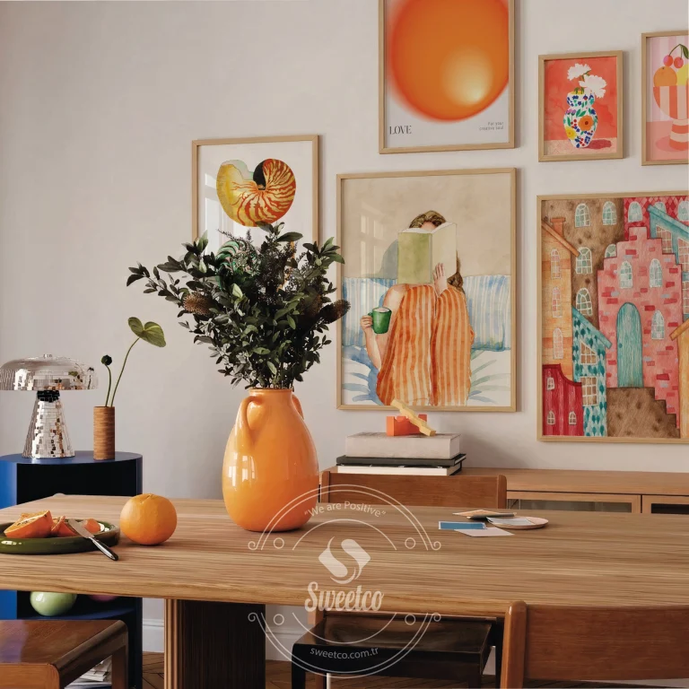 itrus Dreams Poster Set turuncu tonlarda modern çerçeveli tablo seti