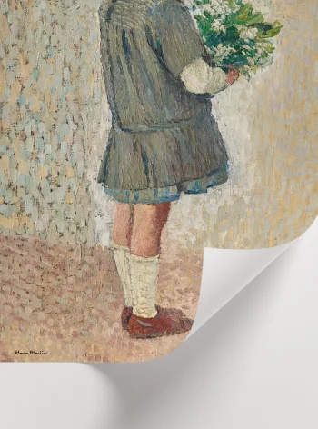 Yumuşak fırça darbeleri ve doğal ışık içeren figüratif duvar sanatı posteri.