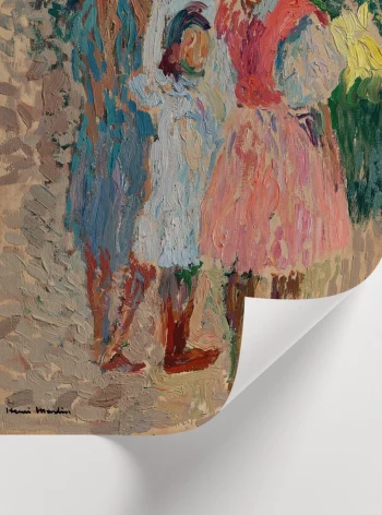 Yumuşak fırça darbeleri ve doğal ışık içeren figüratif duvar sanatı posteri.