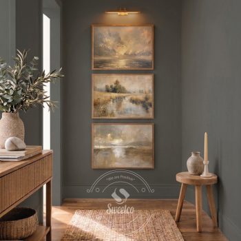 Velvet Horizon 3’lü modern duvar sanatı poster seti, antrasit duvar dekorasyonu.