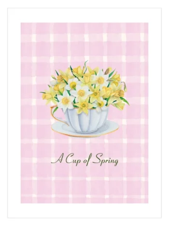 nergis çiçekli fincan poster bahar teması