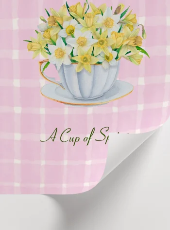 pastel tonlu nergis çiçekli duvar posteri