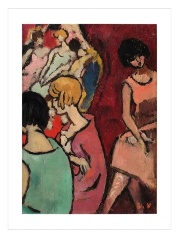 Cabaret Scene Poster kırmızı tonlarda ekspresyonist sanat baskısı