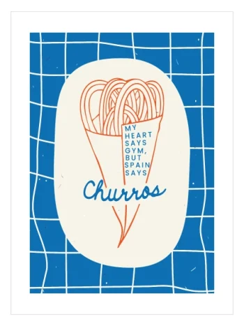 churros poster retro mutfak dekoru ispanyol tatlısı