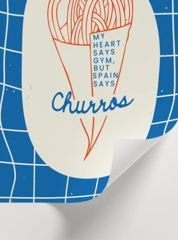 mavi arka plan churros illüstrasyon poster