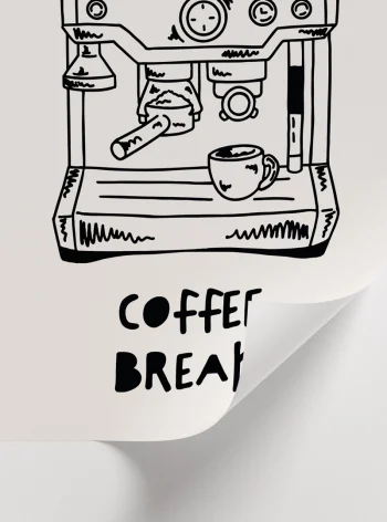 siyah beyaz kahve posteri espresso illüstrasyon