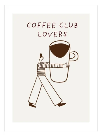 Minimal çizim tarzında modern kahve poster tasarımı