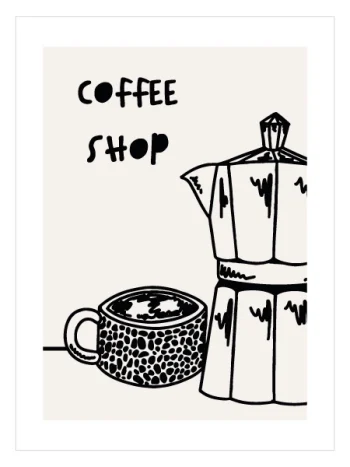 coffee shop yazılı moka pot poster
