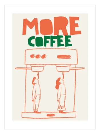 Minimal espresso makinesi illüstrasyonlu kahve poster tasarımı
