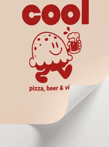 Minimal ve eğlenceli illüstrasyon pizza poster