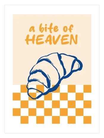 kruvasan illüstrasyon poster kahvaltı teması